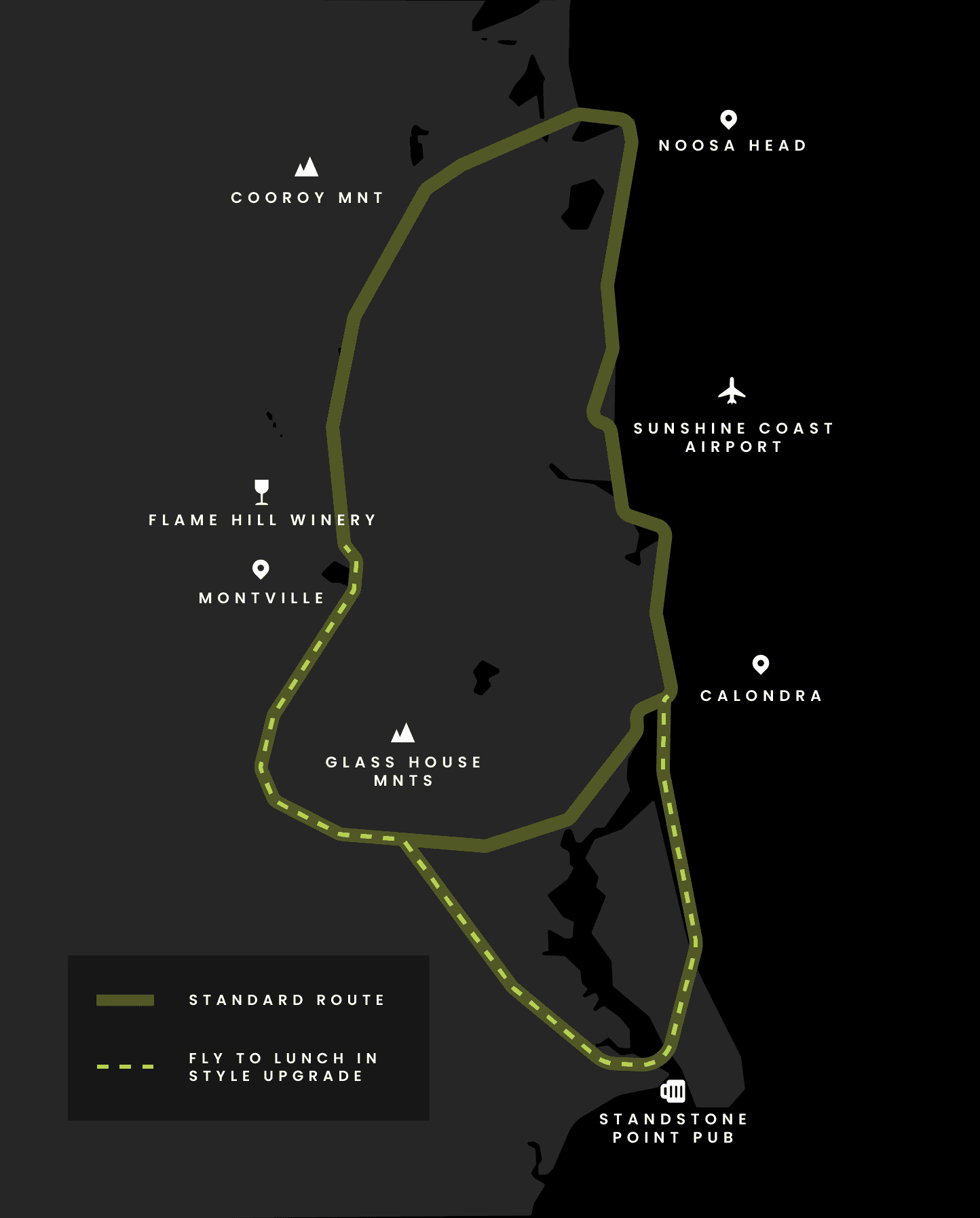 Map of helicopter ride in noosa